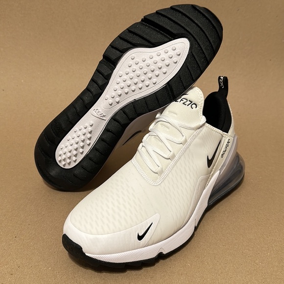 Nike Mens Air Max 270 Golf Shoes White Black Pure Platinum - Picture 7 of 8